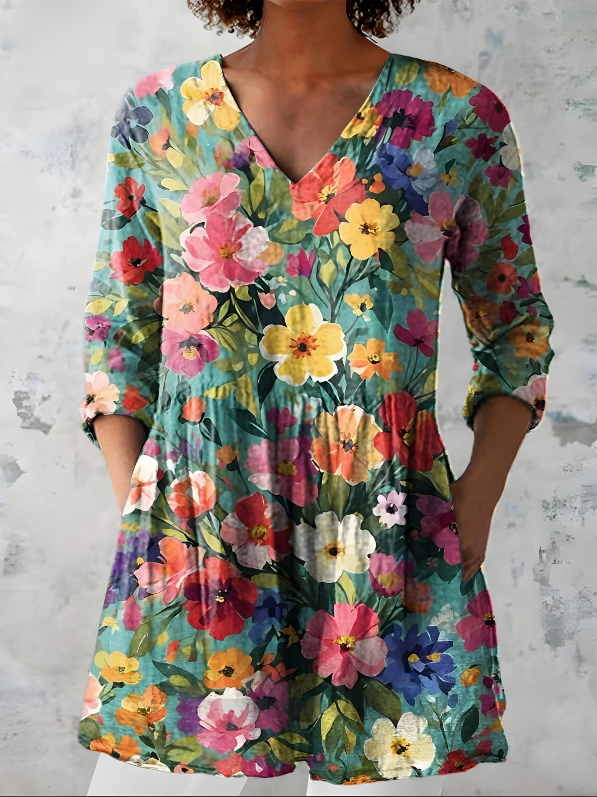 Blusa Ángela Cuello en V Manga Larga — Teresa Ramírez Moda