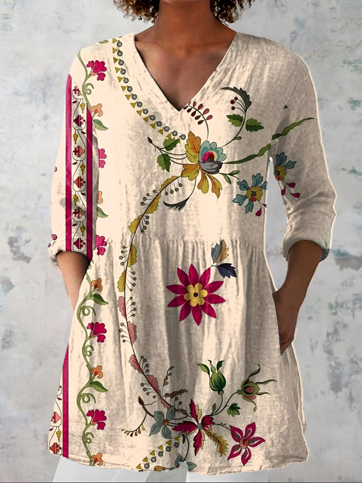 Blusa Lorena Cuello en V Manga Larga — Teresa Ramírez Moda