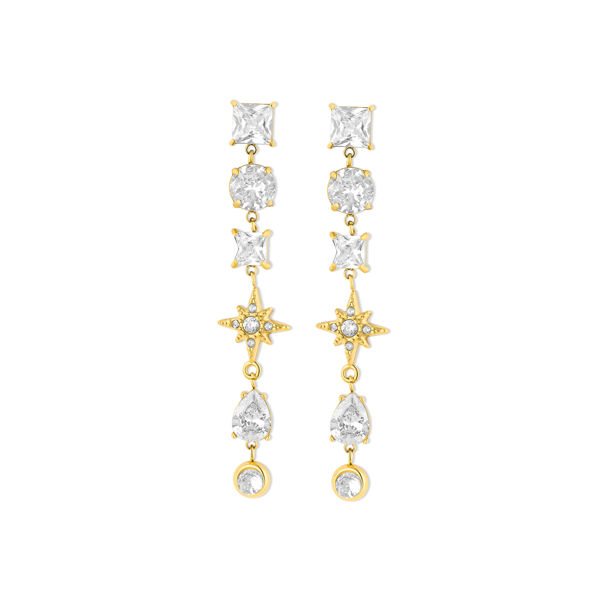 Aretes Lunar con Zirconias — Teresa Ramírez Moda