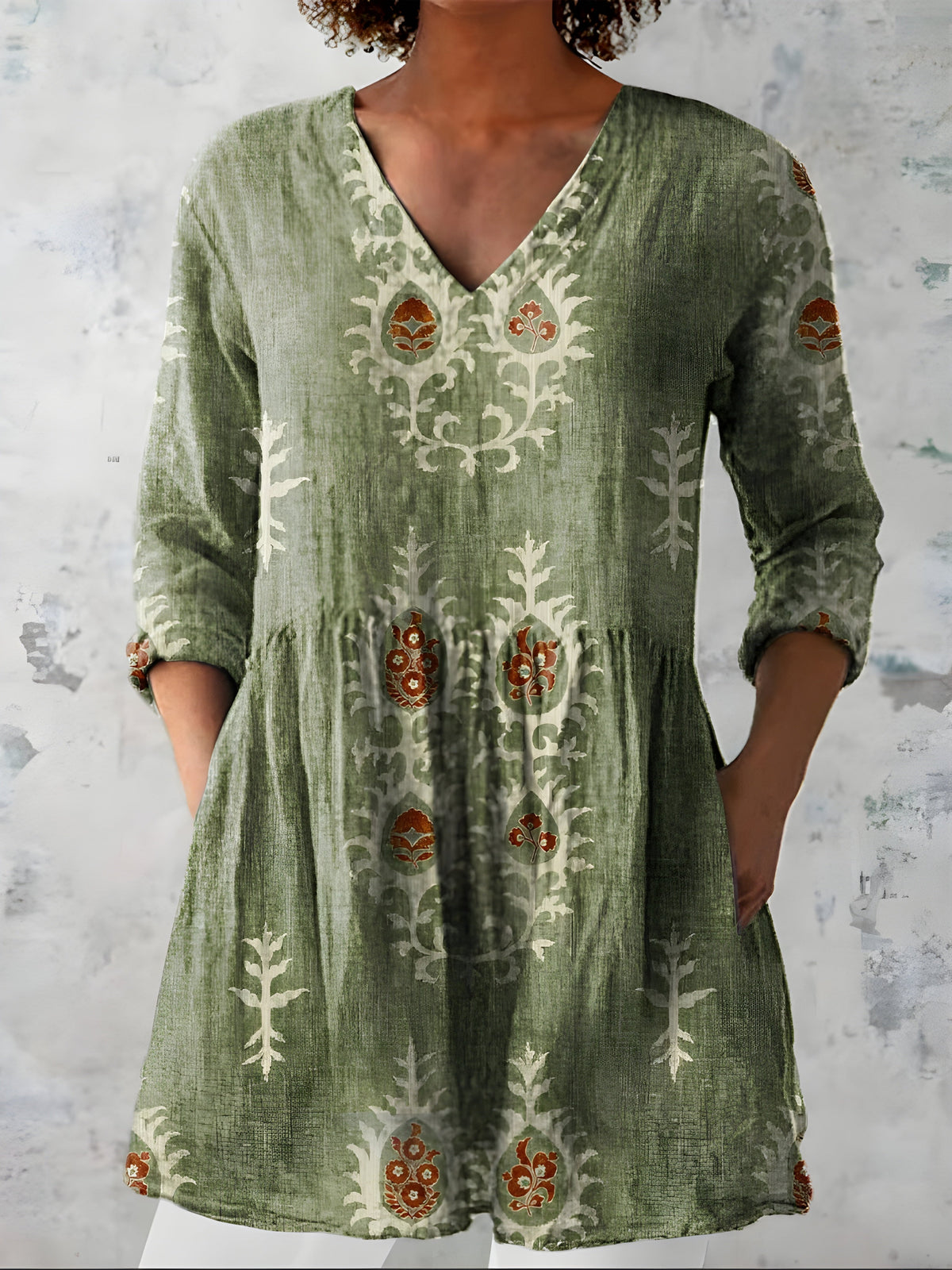 Blusa Larga Everly Cuello en V — Teresa Ramírez Moda