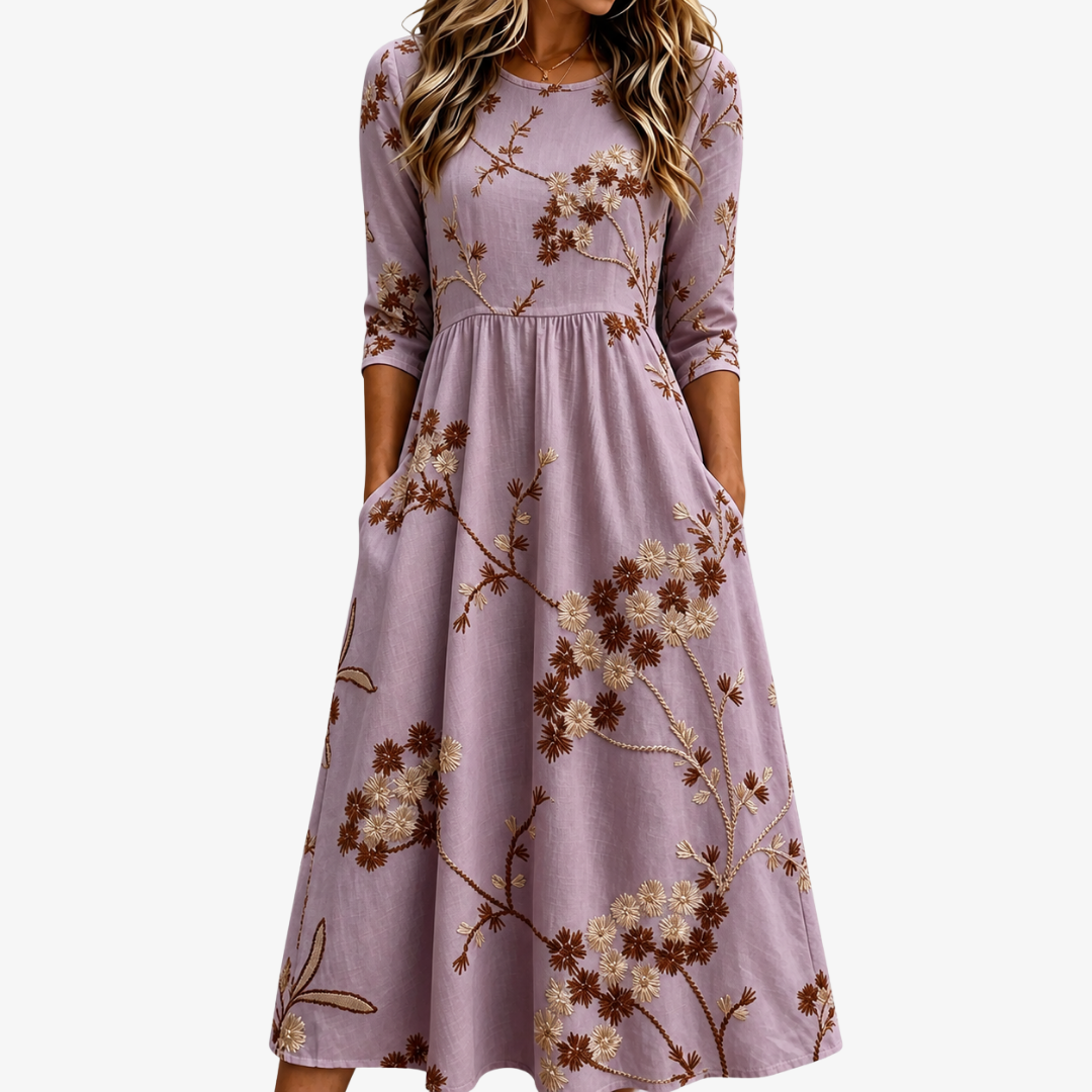 Vestido Midi Heather Meadow Pocket Floral — Teresa Ramírez Moda