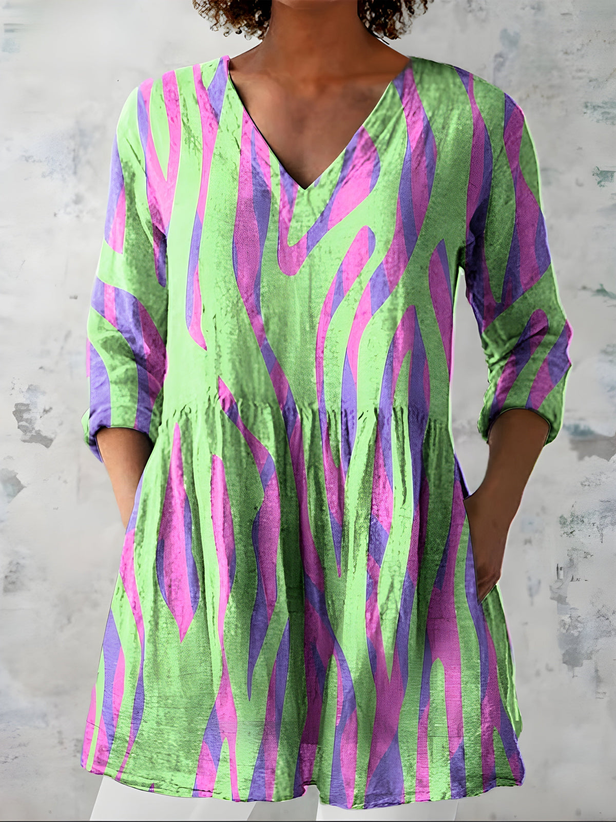 Blusa Larga Lyla Cuello en V — Teresa Ramírez Moda