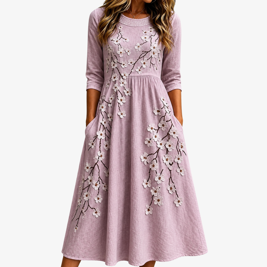 Vestido Midi Blushing Orchard Floral — Teresa Ramírez Moda