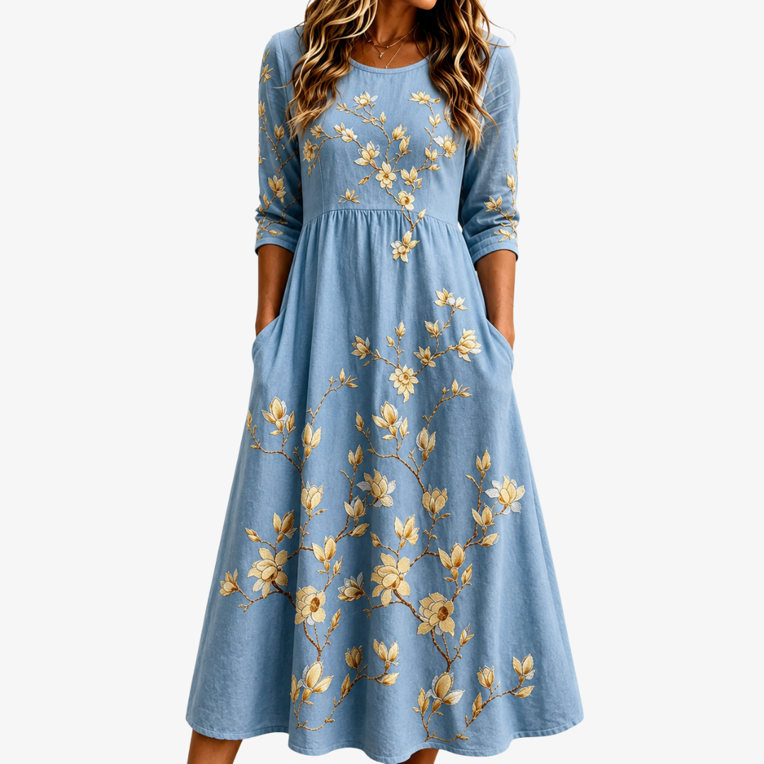 Vestido Midi Bluebell Meadow Pocket — Teresa Ramírez Moda