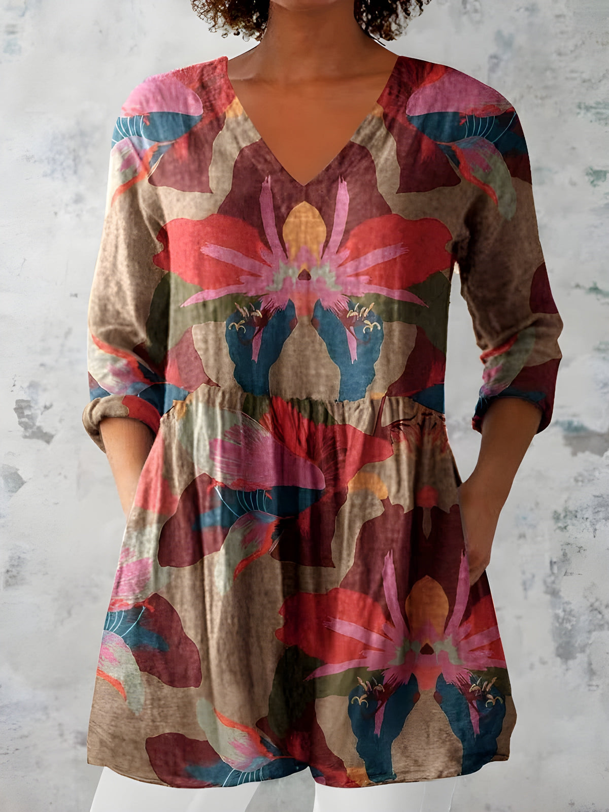 Blusa Larga Cassidy Cuello en V — Teresa Ramírez Moda