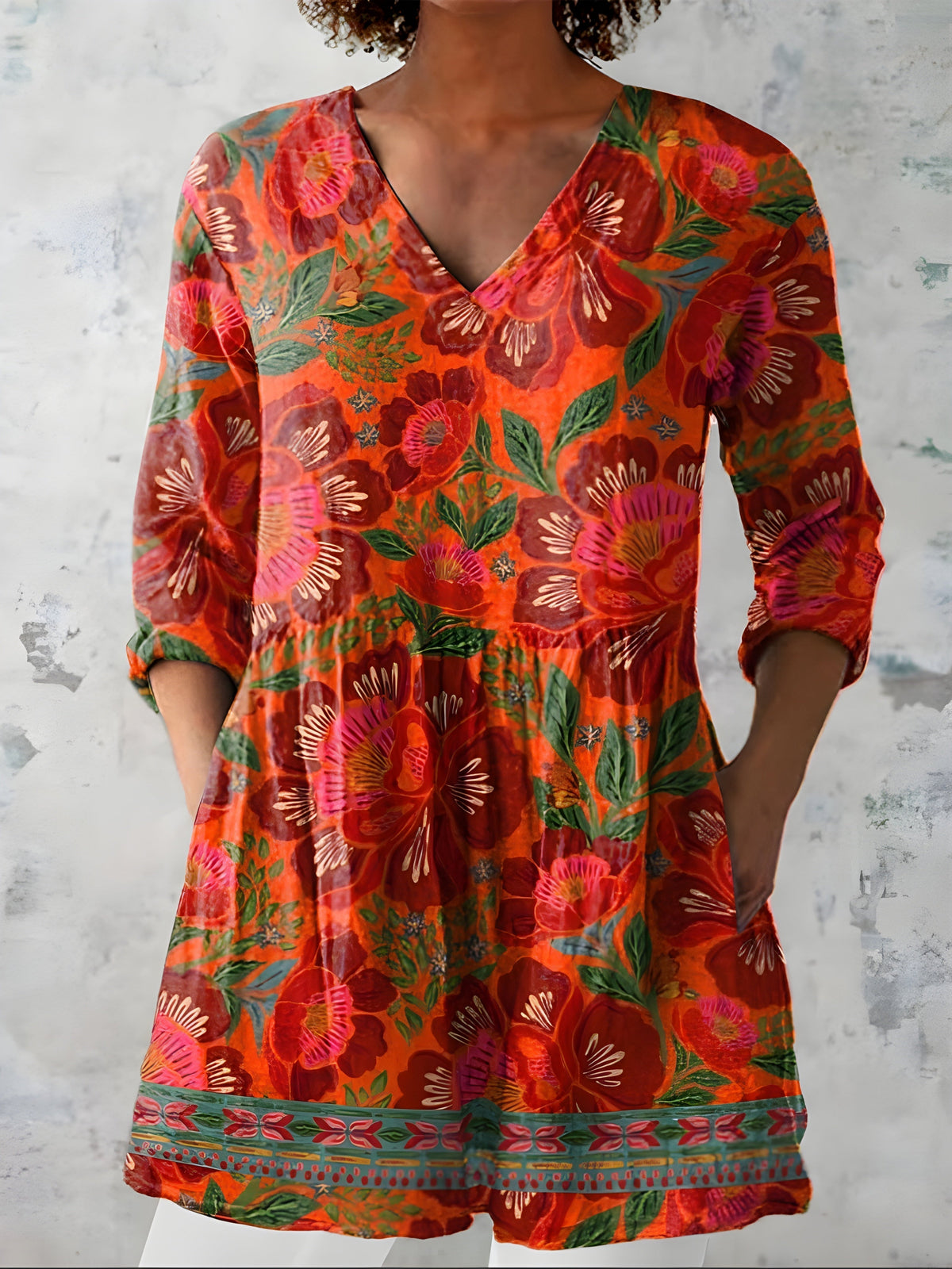 Blusa Larga Priscilla Cuello en V — Teresa Ramírez Moda