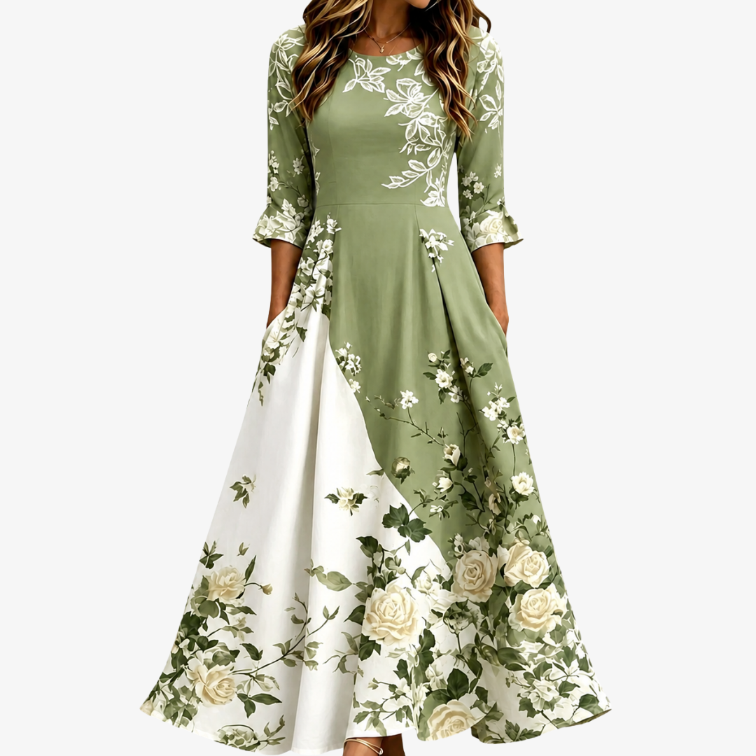 Vestido Largo Sage Garden Rose — Teresa Ramírez Moda