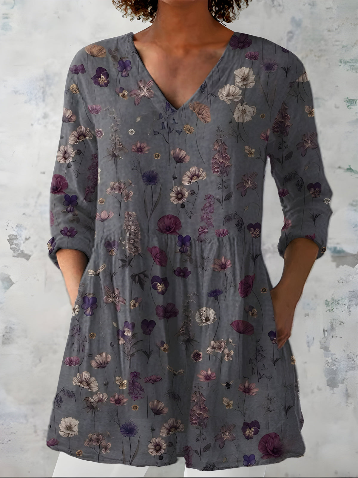Blusa Larga Addison Cuello en V — Teresa Ramírez Moda
