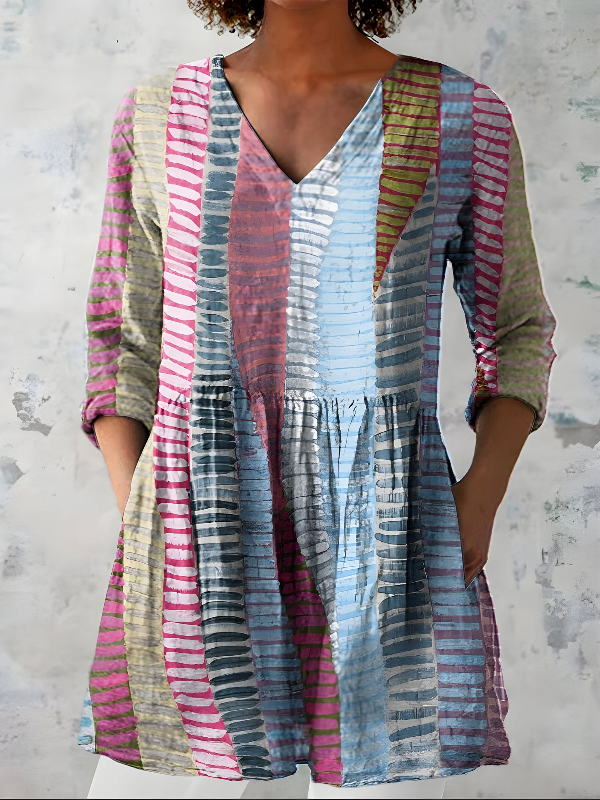 Blusa Larga Margo Cuello en V — Teresa Ramírez Moda