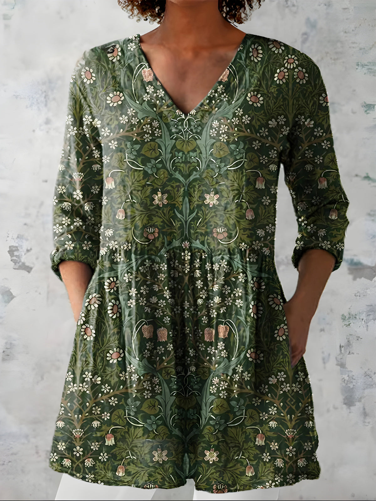 Blusa Larga Cecelia Cuello en V — Teresa Ramírez Moda