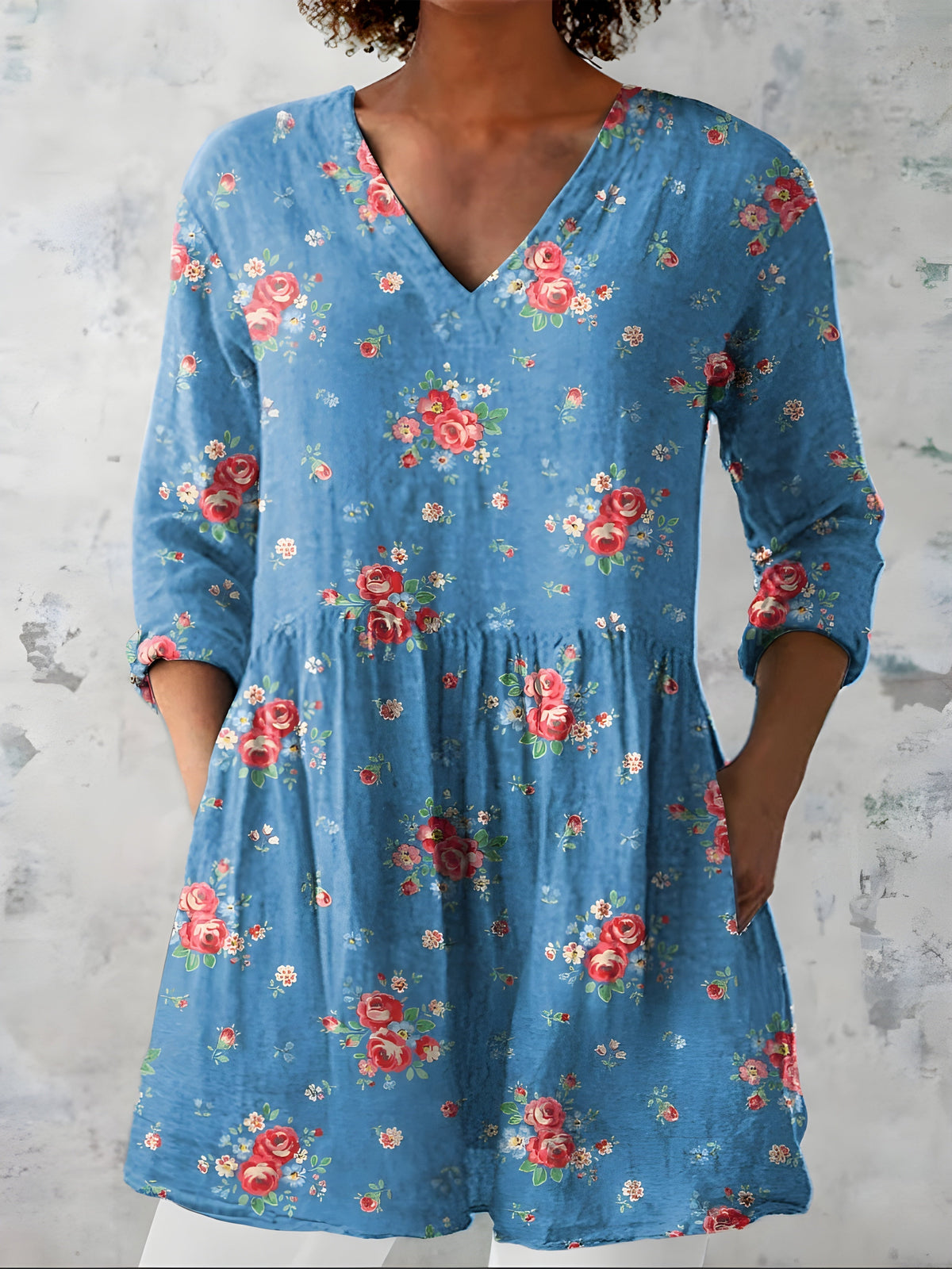 Blusa Lucía Cuello en V Manga Larga — Teresa Ramírez Moda
