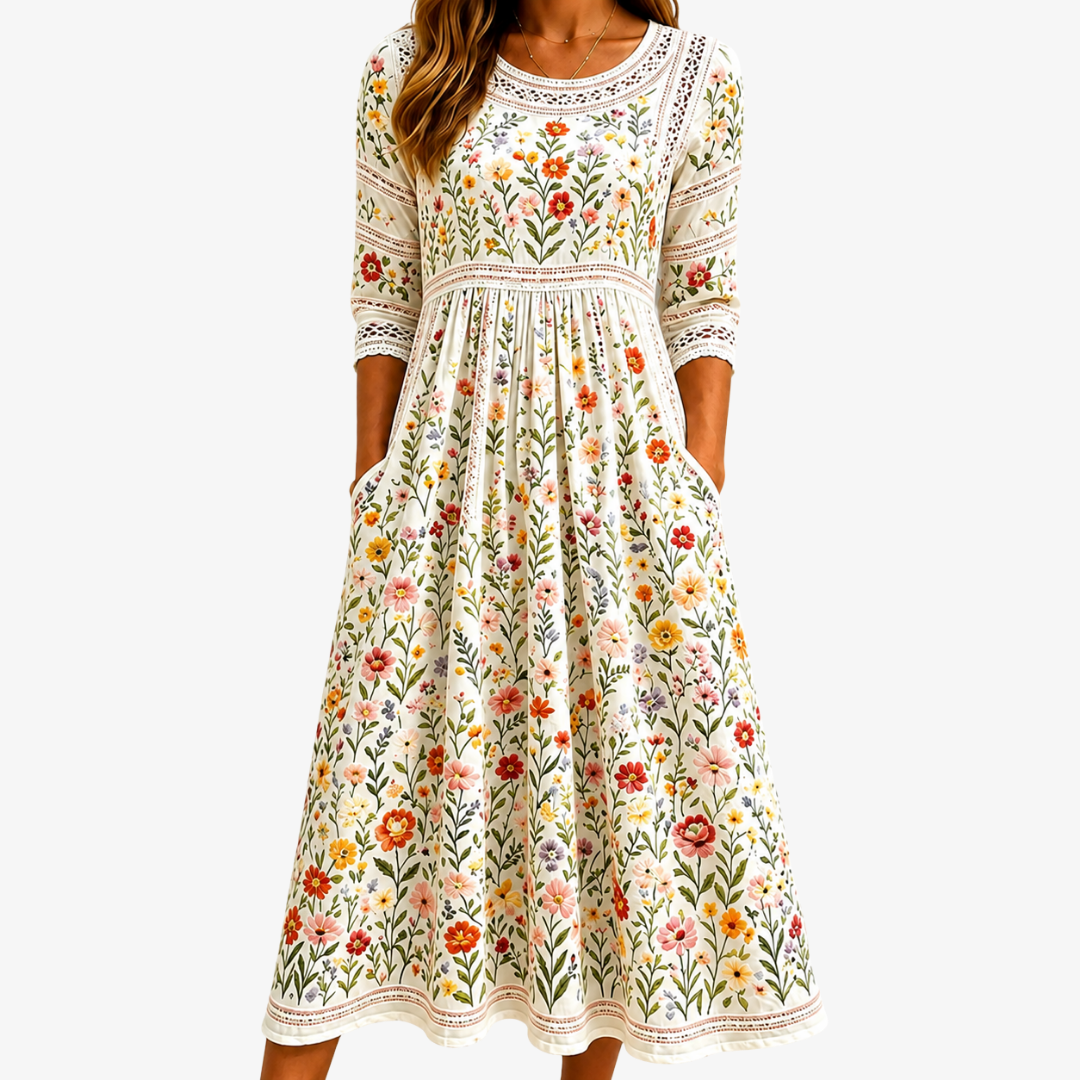 Vestido Midi Wildflower Meadow Charm — Teresa Ramírez Moda