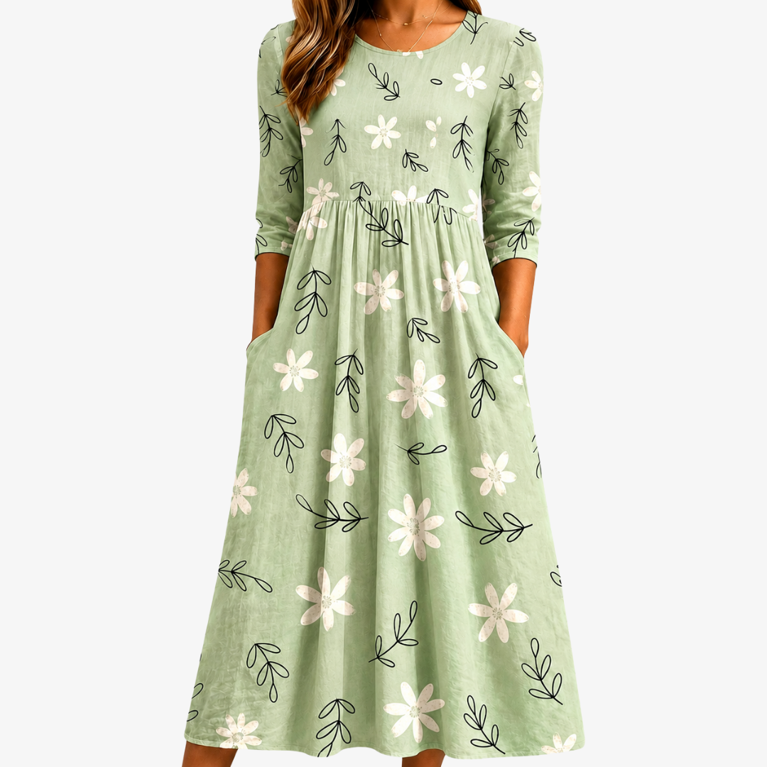 Vestido Midi Sage Blossom Everyday — Teresa Ramírez Moda