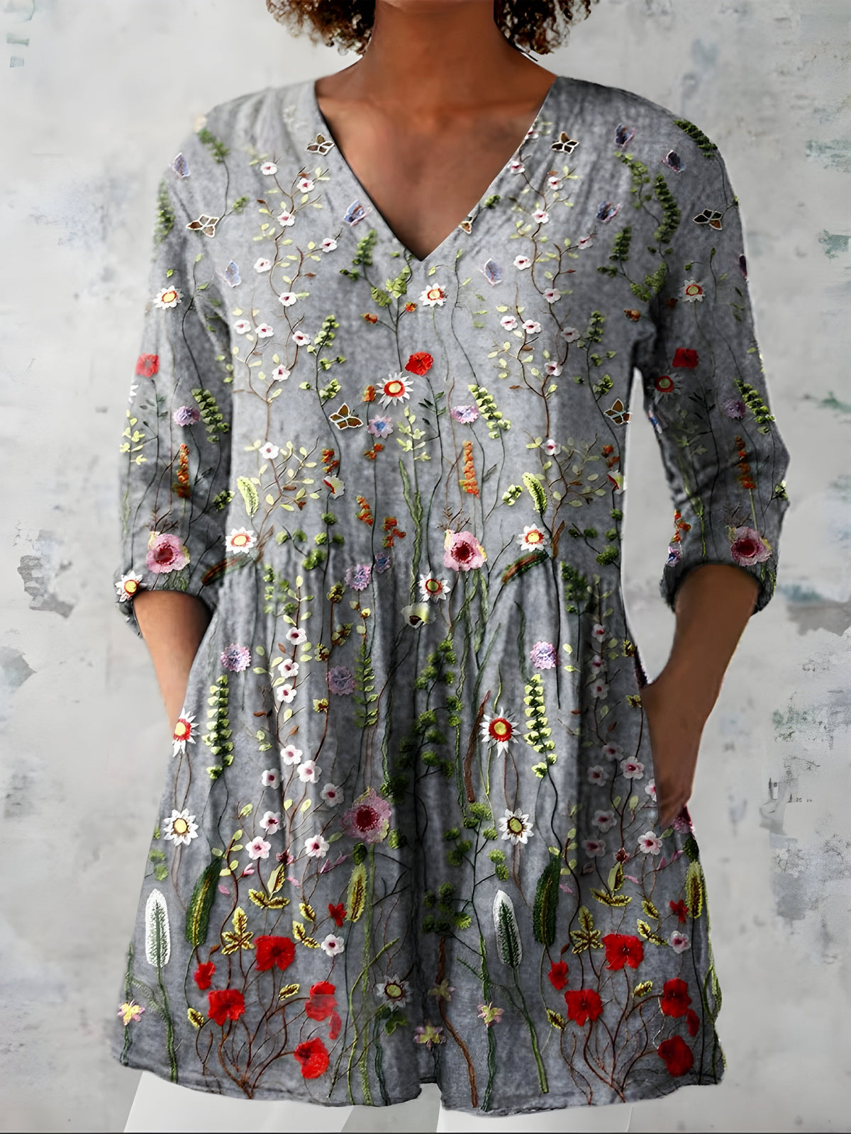 Blusa Larga Audrey Cuello en V — Teresa Ramírez Moda