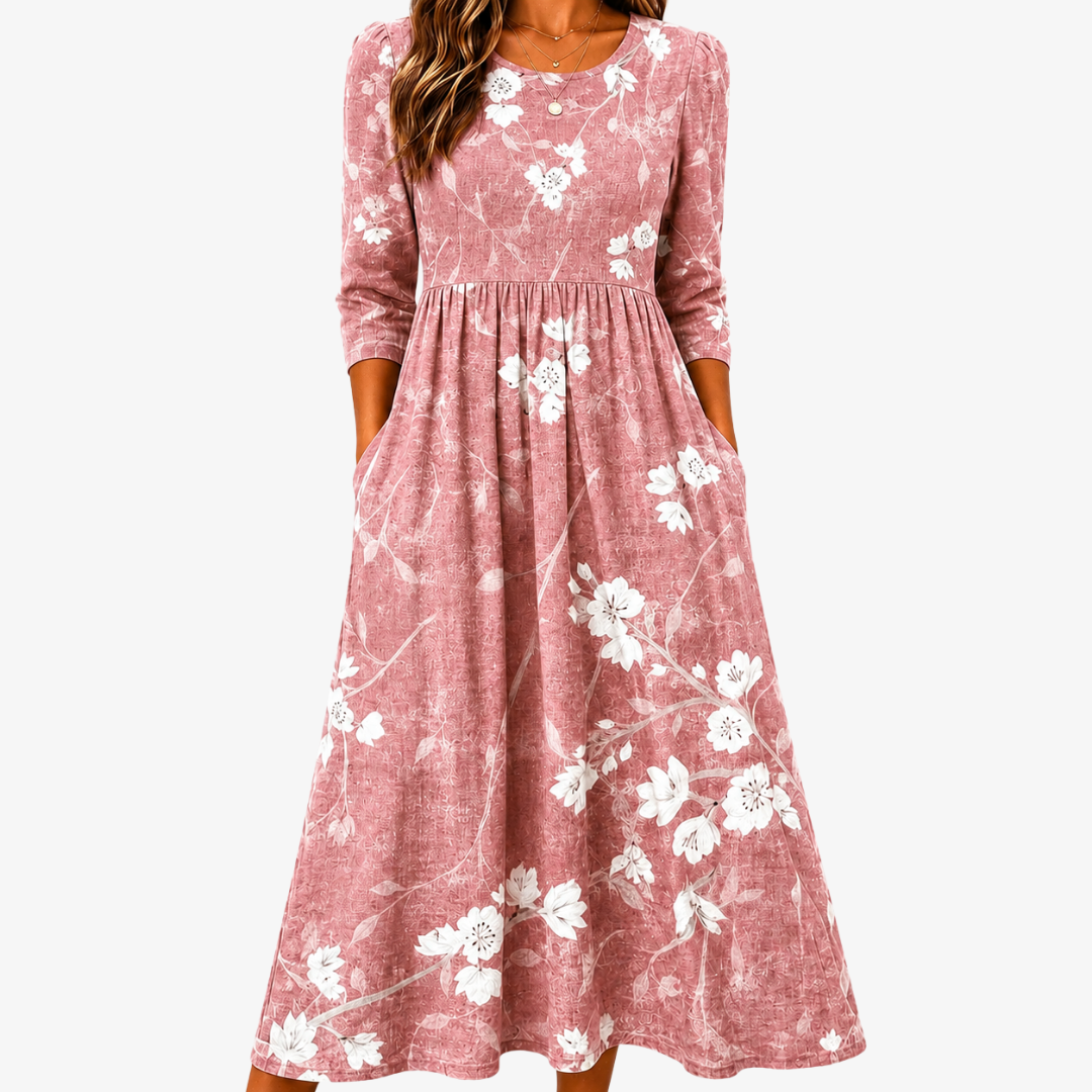 Vestido Midi Camelia Rosa — Teresa Ramírez Moda