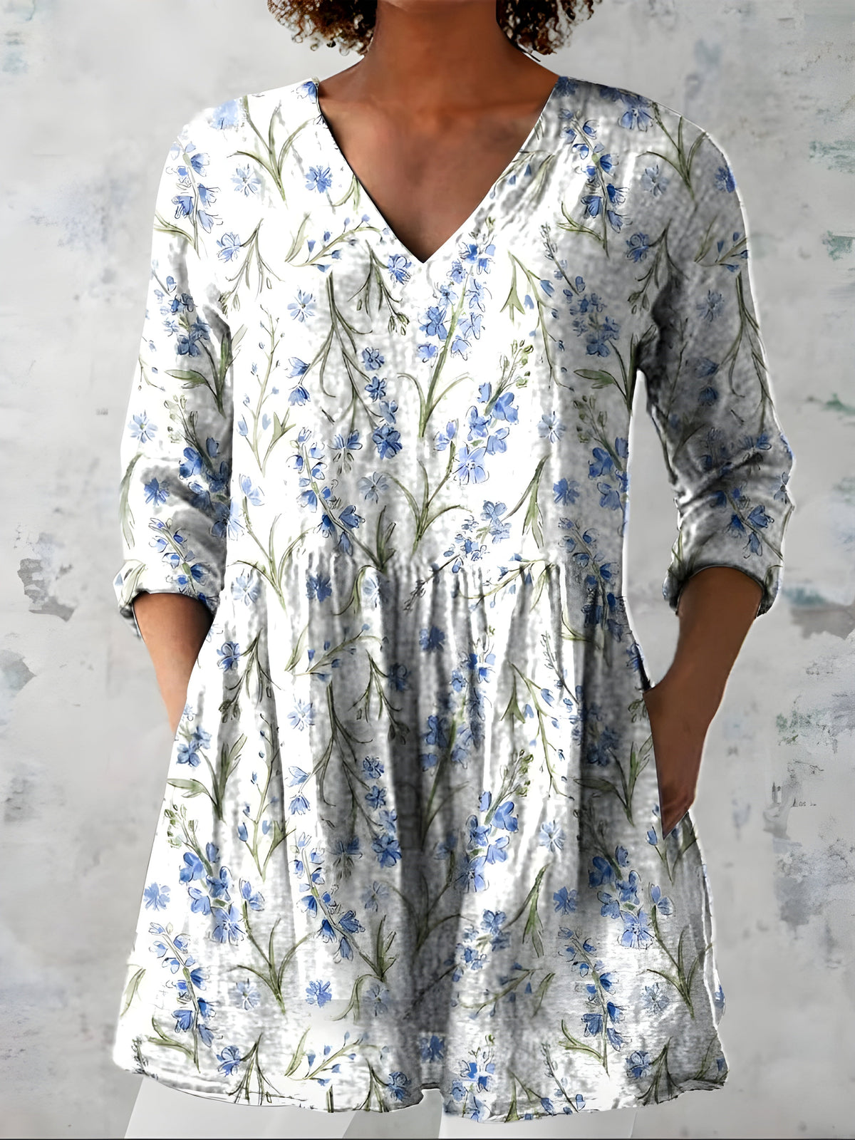 Blusa Larga Lenora Cuello en V — Teresa Ramírez Moda