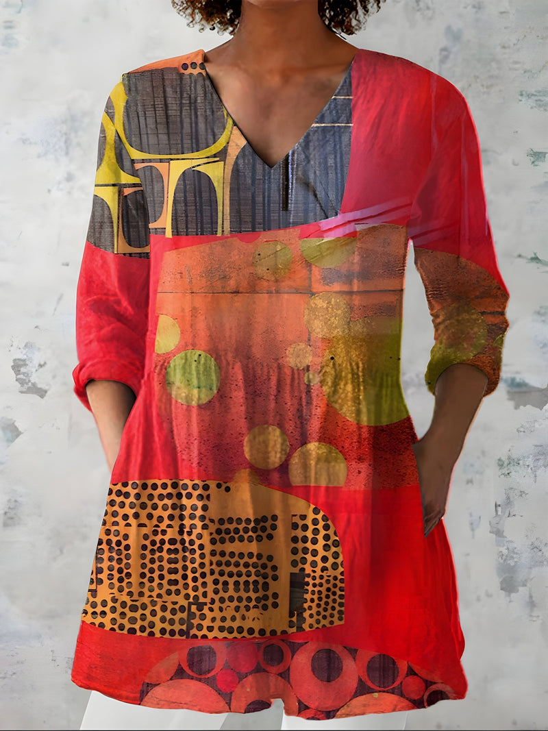 Blusa Larga Maria Cuello en V — Teresa Ramírez Moda