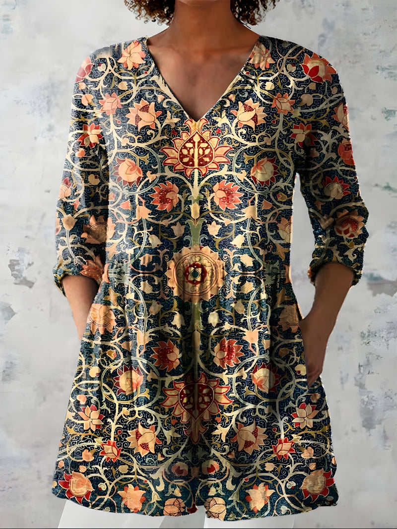 Blusa Larga Lilian Cuello en V — Teresa Ramírez Moda