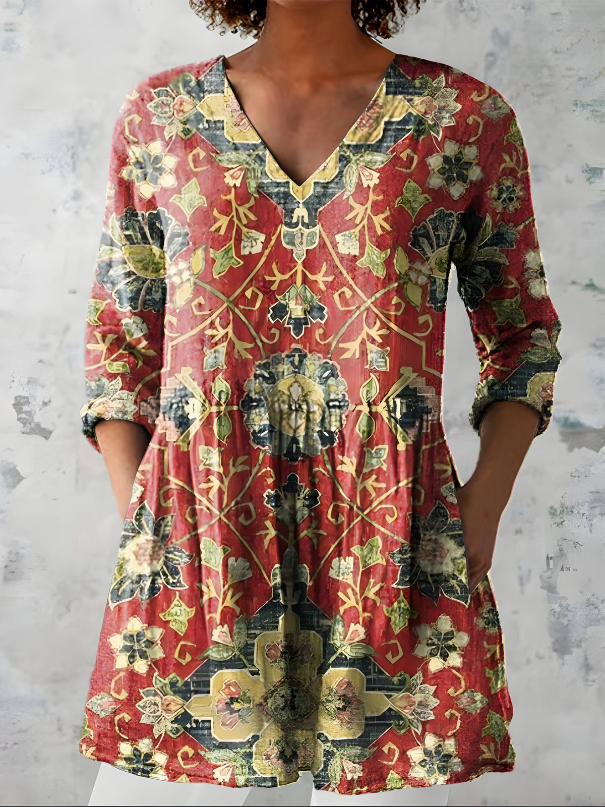 Blusa Larga Amoura Cuello en V — Teresa Ramírez Moda