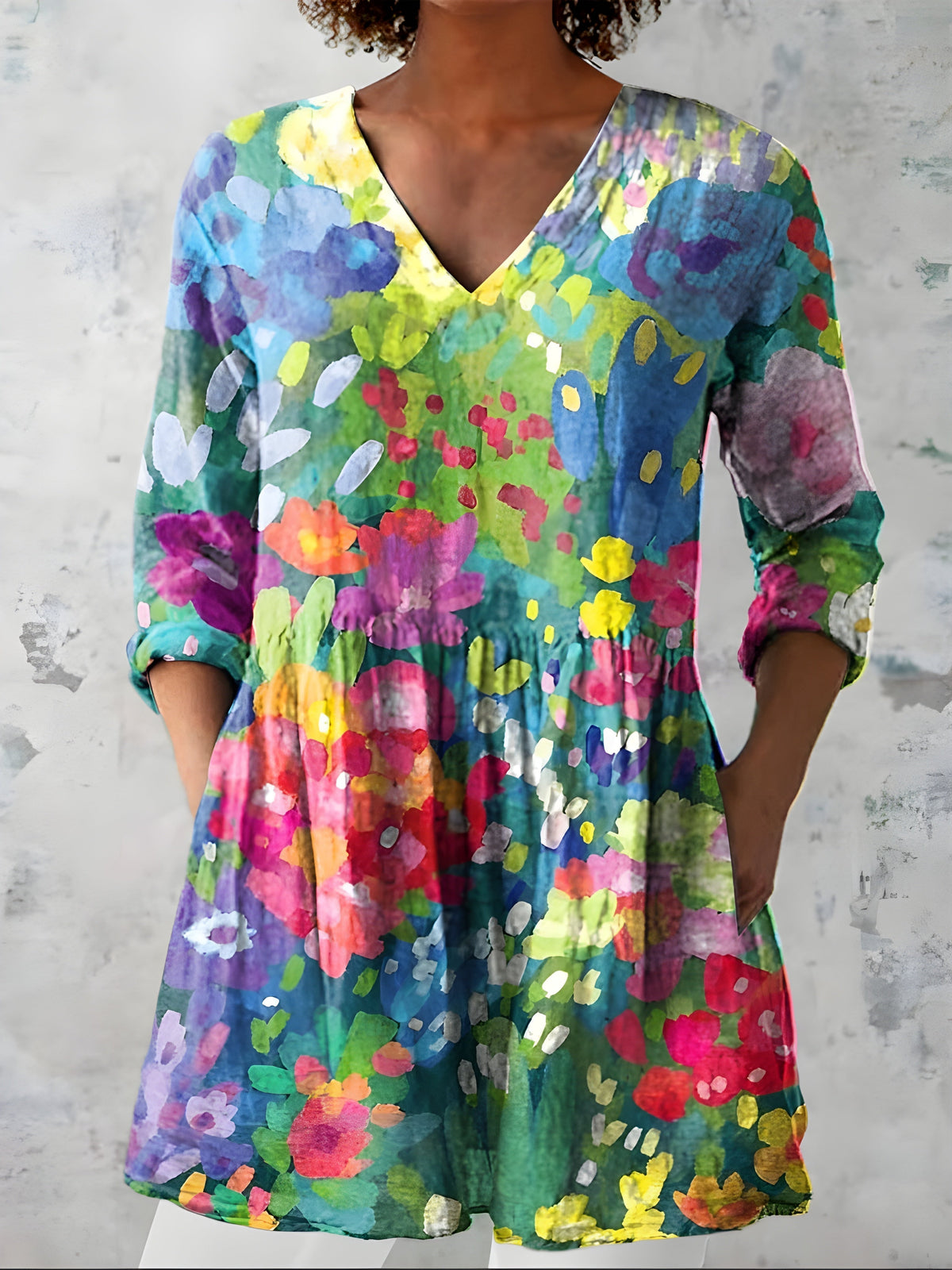Blusa Larga Millie Cuello en V — Teresa Ramírez Moda