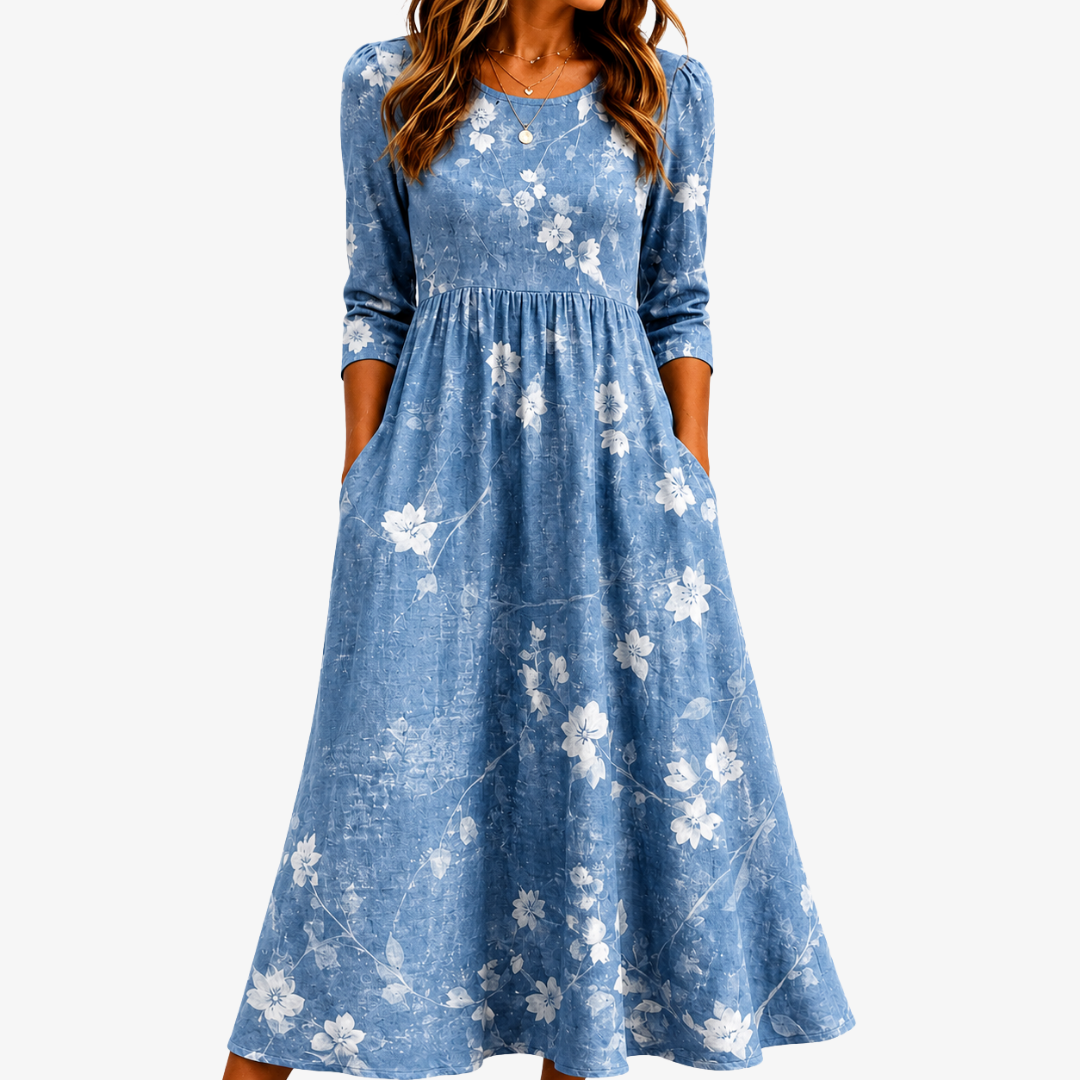 Vestido Midi Bluebell Breeze Pocket Floral — Teresa Ramírez Moda