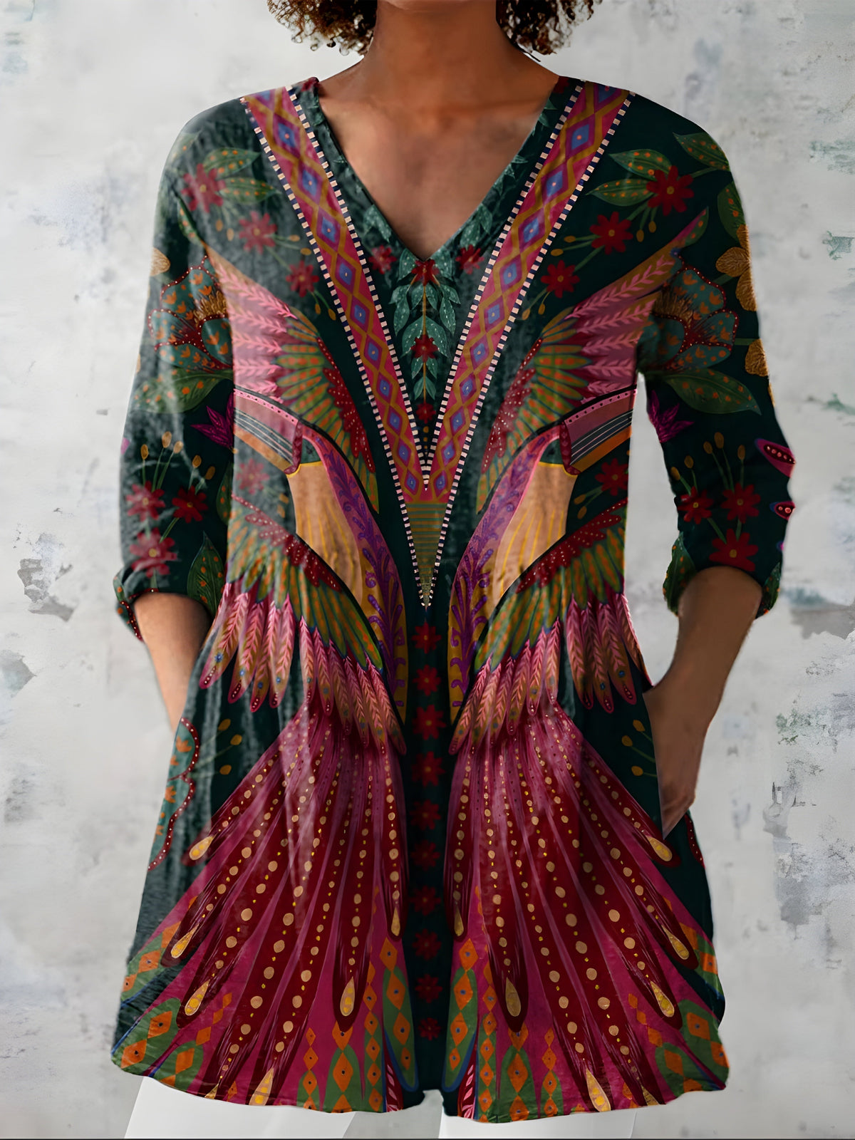 Blusa Larga Jayla Cuello en V — Teresa Ramírez Moda