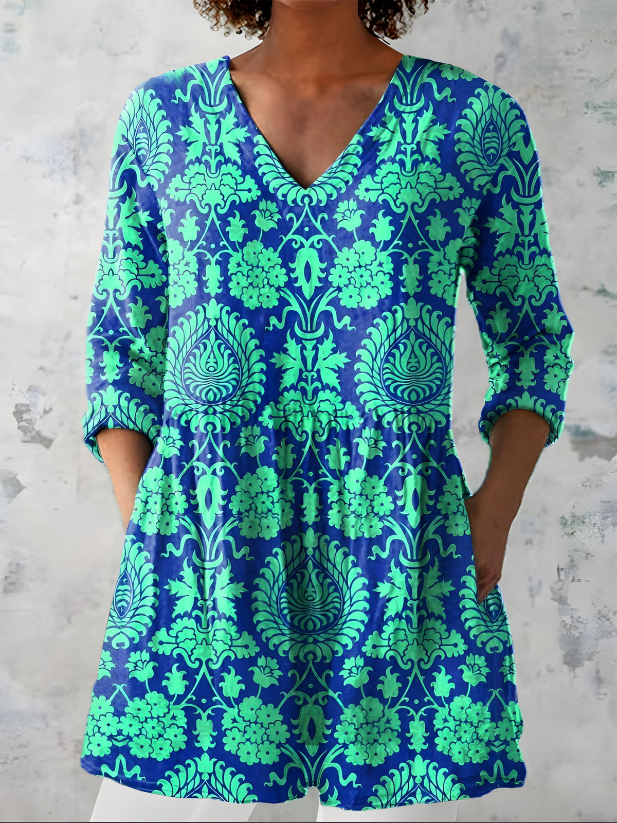 Blusa Larga Marlee Cuello en V — Teresa Ramírez Moda