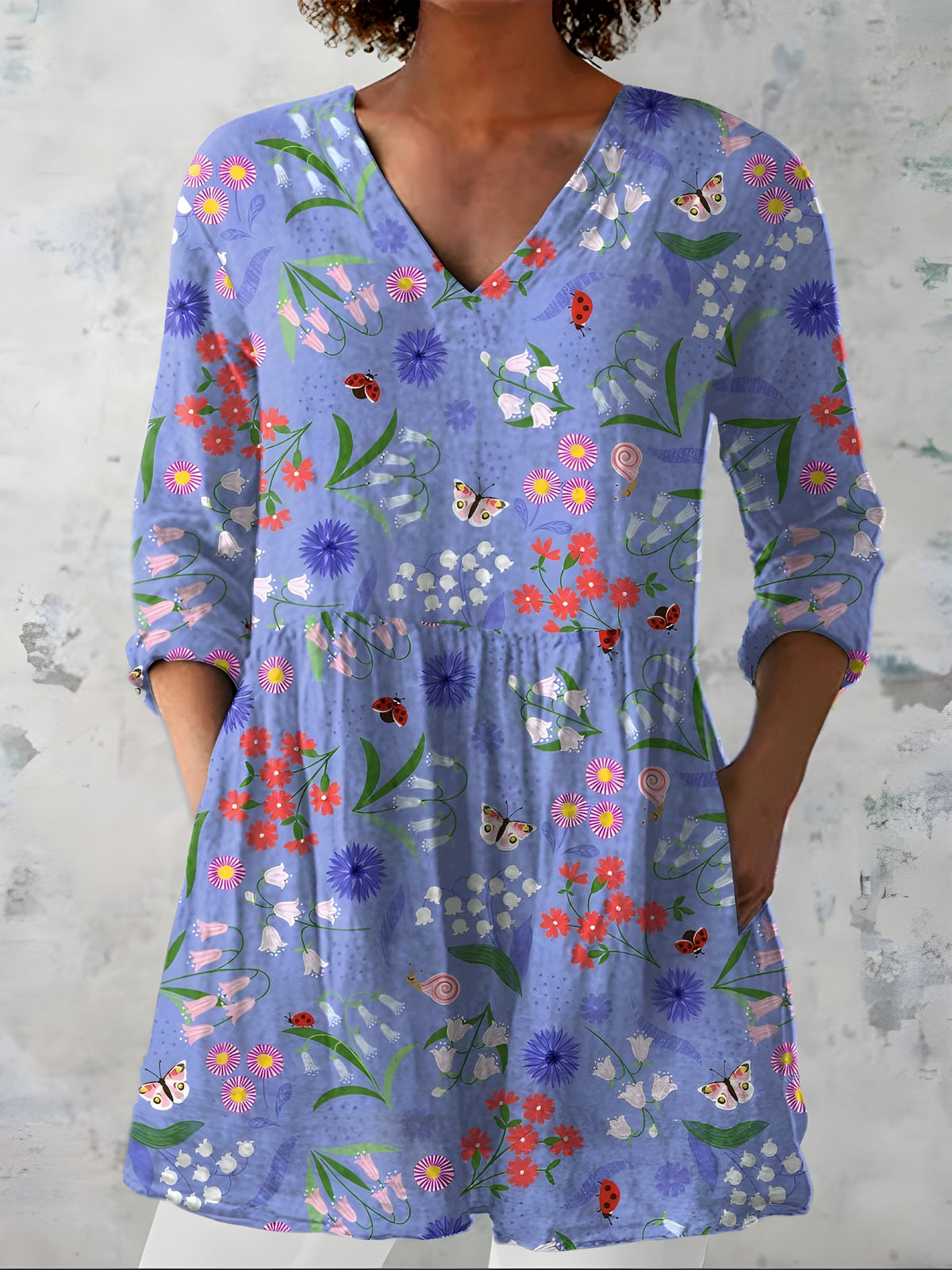 Blusa Larga Josie Cuello en V — Teresa Ramírez Moda