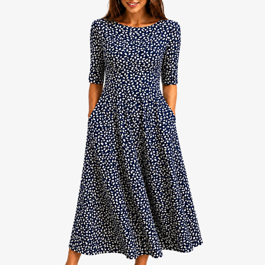 Vestido Largo Midnight Bloom Pocket — Teresa Ramírez Moda
