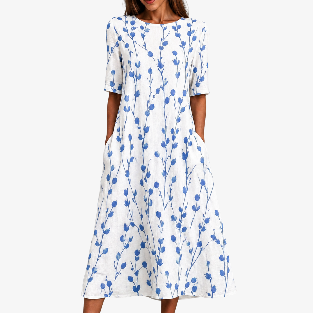 Vestido Midi Meadow Breeze Pocket Azul — Teresa Ramírez Moda
