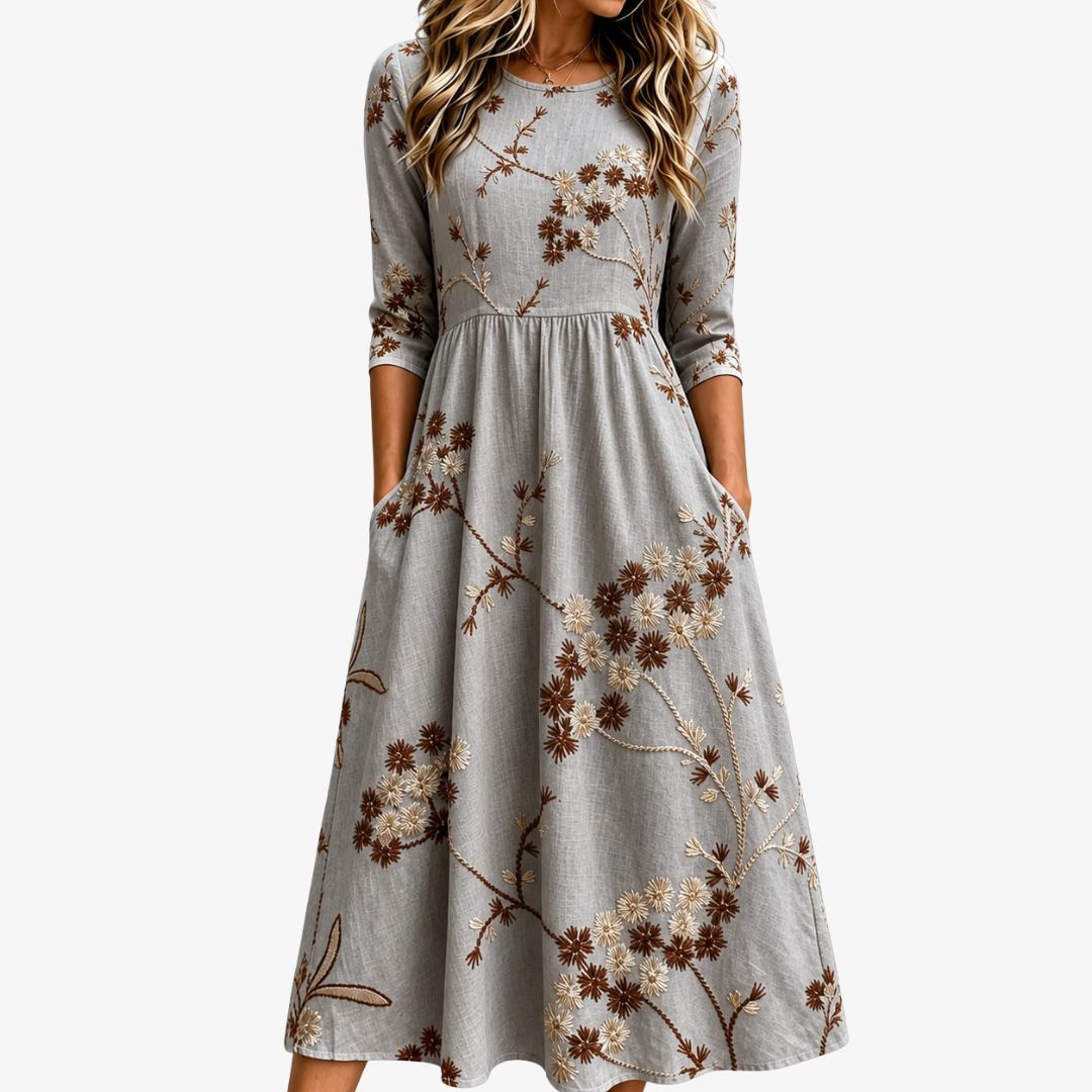 Vestido Midi Autumn Blossom Pocket — Teresa Ramírez Moda