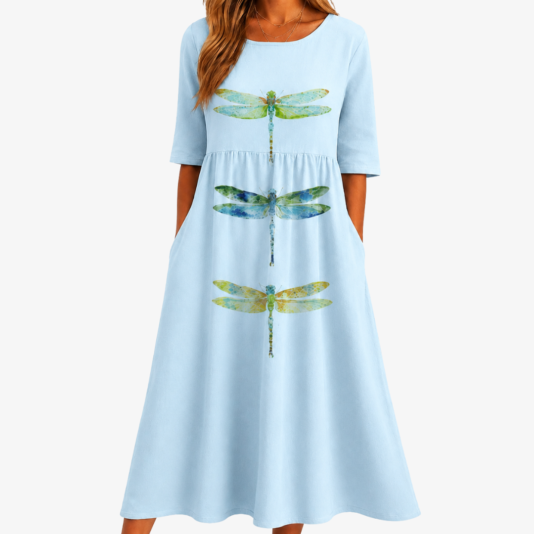 Vestido Midi Sky Meadow Dragonfly — Teresa Ramírez Moda