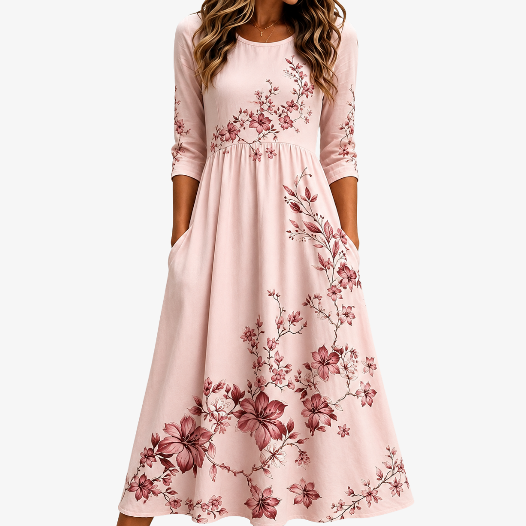Vestido Midi Rose Garden Charm — Teresa Ramírez Moda