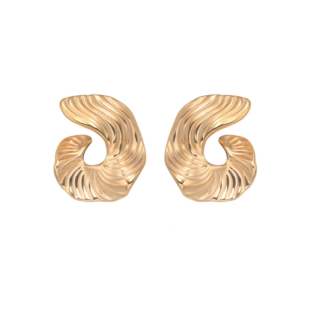 Aretes Flowing Swirl Hoops — Teresa Ramírez Moda