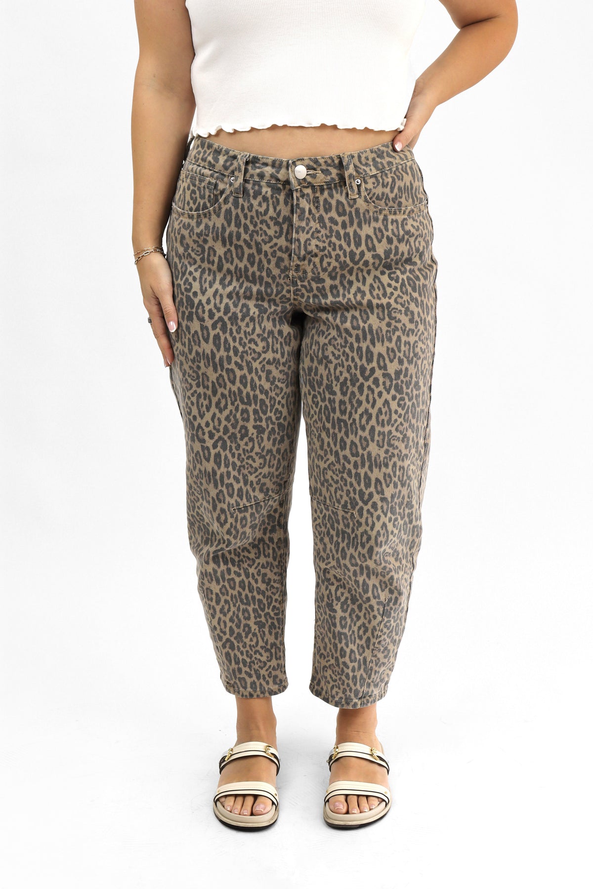Jeans Leopard Barrel — Teresa Ramírez Moda