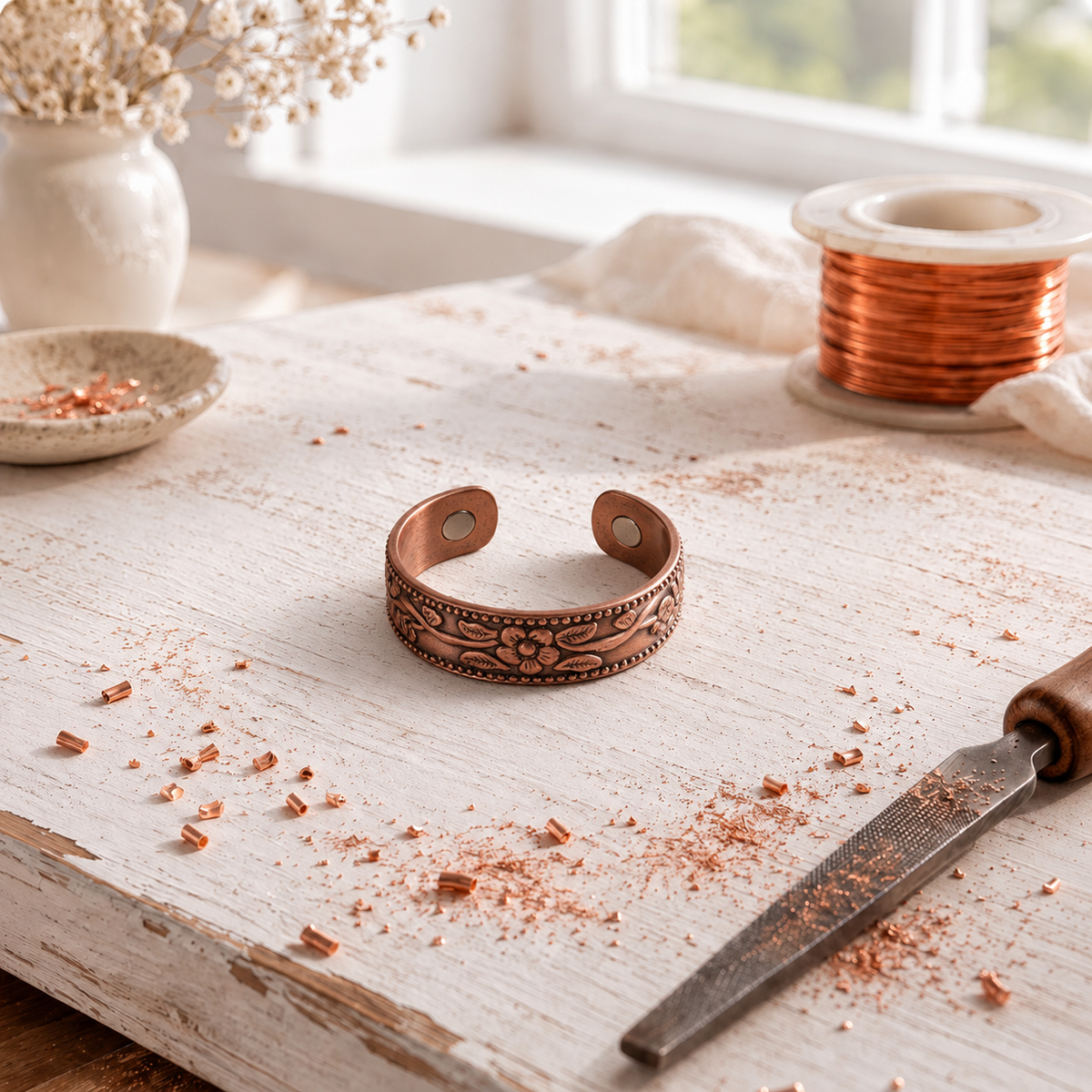 Anillo Rosehaven Bloom de Cobre — Teresa Ramírez Moda