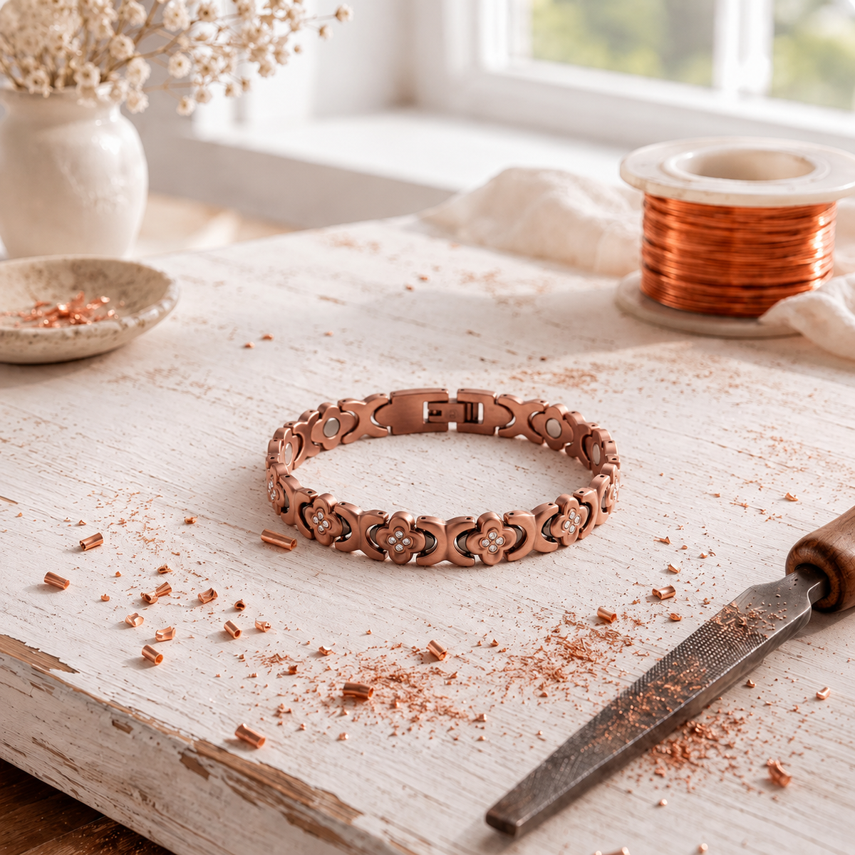 Pulsera Everclover de Cobre — Teresa Ramírez Moda