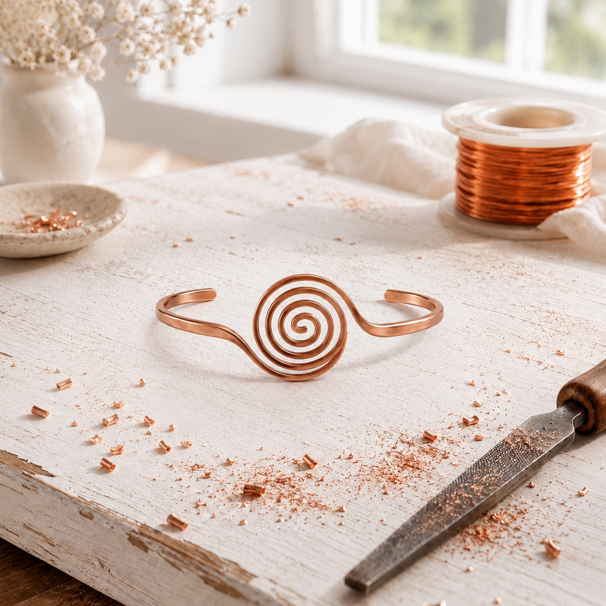 Tobillera Gyre de Cobre — Teresa Ramírez Moda