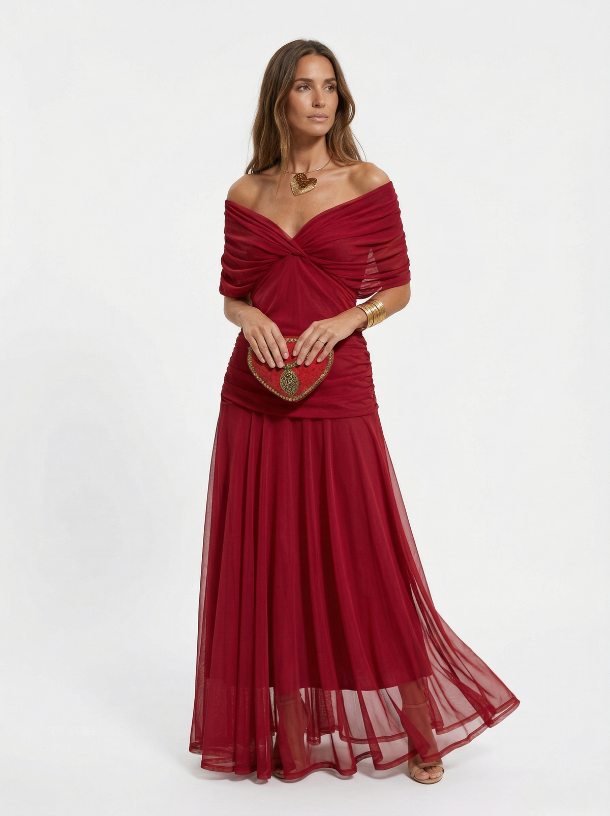 Vestido Largo Cuello en V Noura — Teresa Ramírez Moda