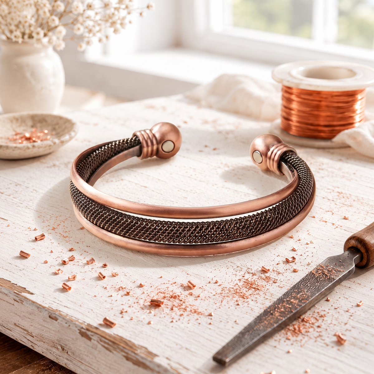 Pulsera Lattice de Cobre — Teresa Ramírez Moda