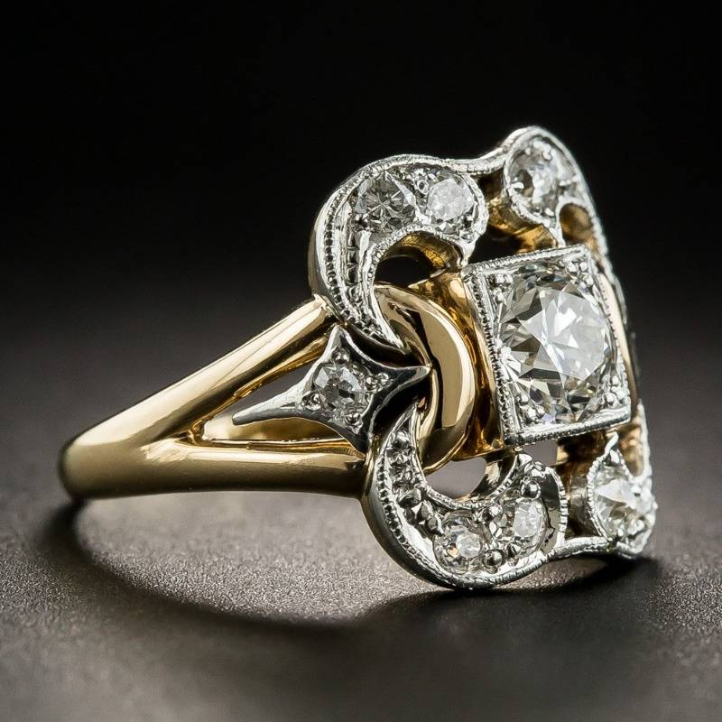 Anillo con Circonia Dorado Vintage — Teresa Ramírez Moda